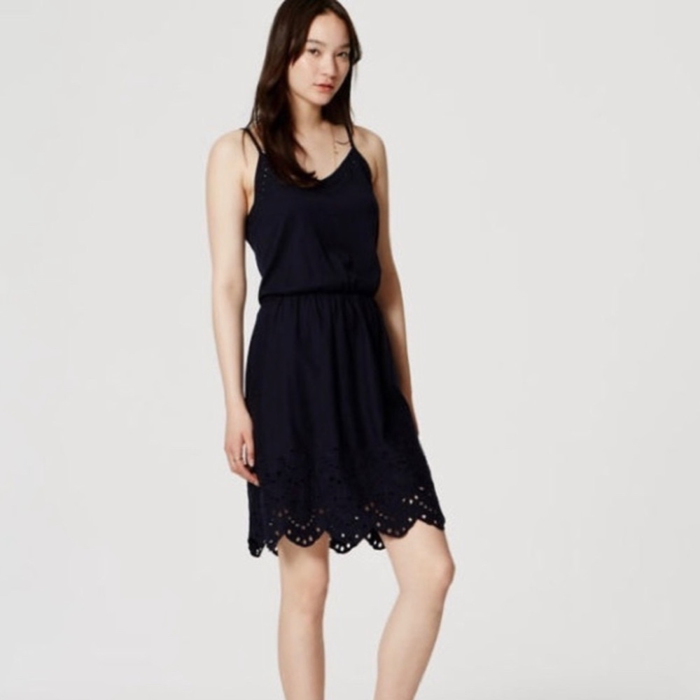 Loft |NWT Eyelet Hem Dress | Size Small